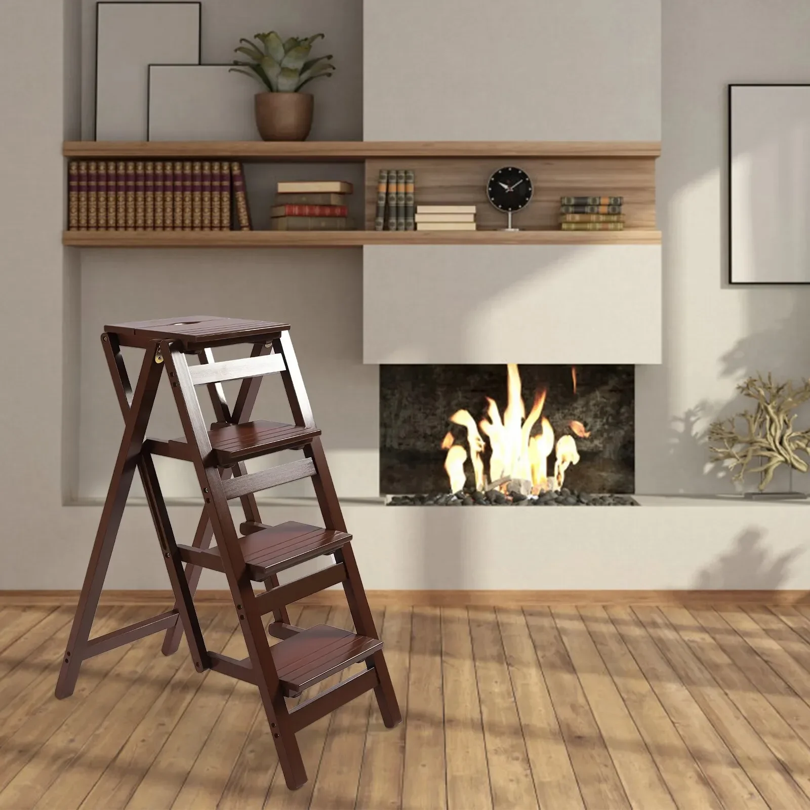 Portable Folding Step Stool Non-slip Step Stool Ladder 220LBS Load 4-Step Ladder - Image 5